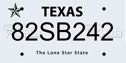 82SB242 Texas License Plate