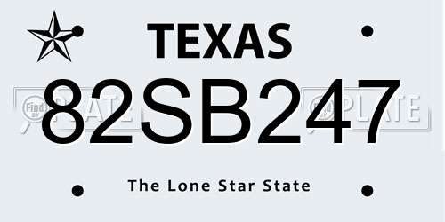 82SB247 Texas License Plate