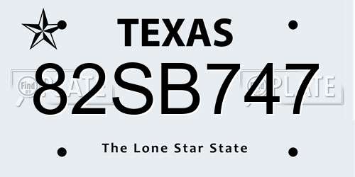 82SB747 Texas License Plate