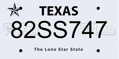 82SS747 Texas License Plate