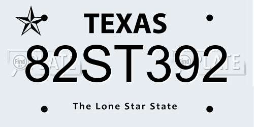 82ST392 Texas License Plate