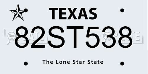 82ST538 Texas License Plate