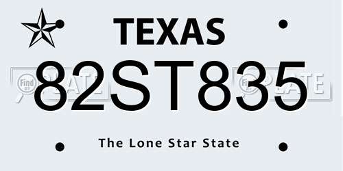 82ST835 Texas License Plate