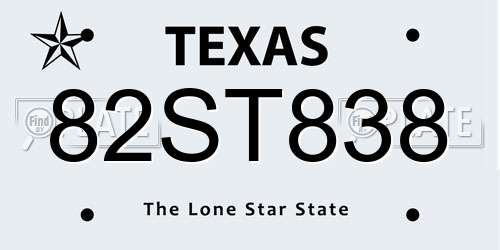 82ST838 Texas License Plate