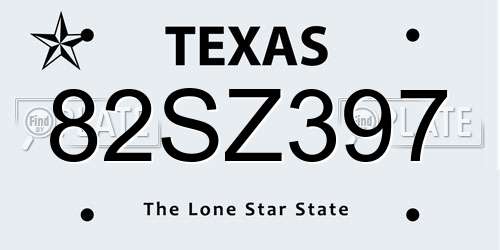 82SZ397 Texas License Plate