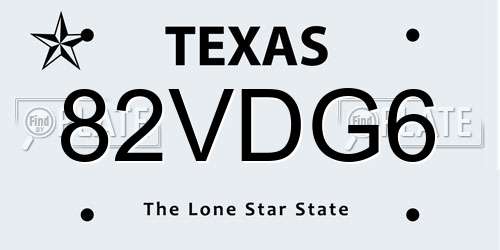 82VDG6 Texas License Plate