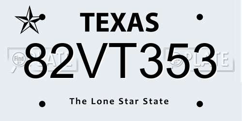 82VT353 Texas License Plate