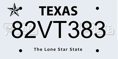 82VT383 Texas License Plate