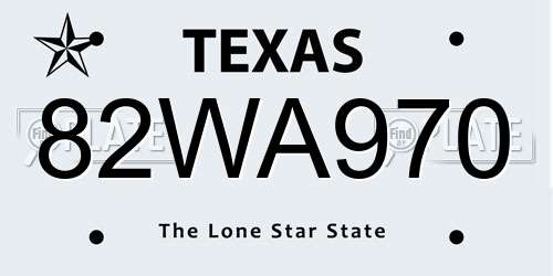 82WA970 Texas License Plate