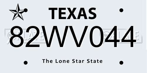 82WV044 Texas License Plate