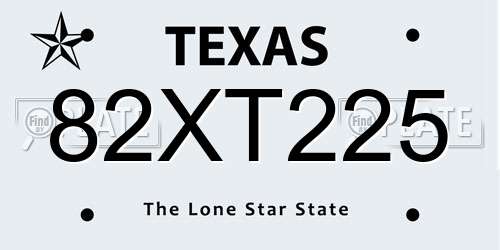 82XT225 Texas License Plate