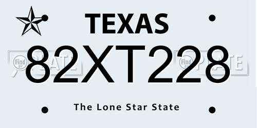 82XT228 Texas License Plate