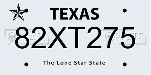 82XT275 Texas License Plate