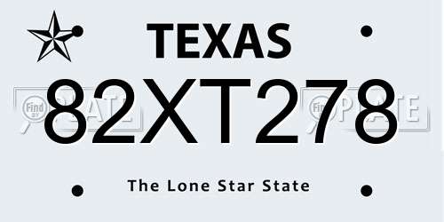 82XT278 Texas License Plate