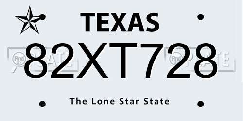 82XT728 Texas License Plate