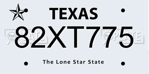 82XT775 Texas License Plate
