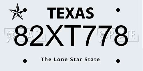 82XT778 Texas License Plate
