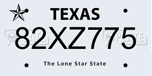 82XZ775 Texas License Plate