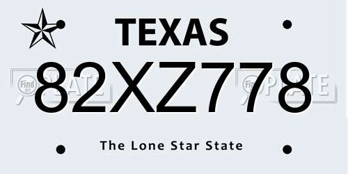 82XZ778 Texas License Plate
