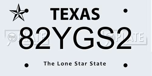82YGS2 Texas License Plate