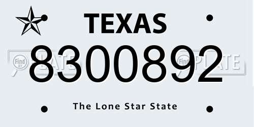 8300892 Texas License Plate