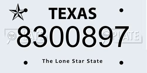 8300897 Texas License Plate