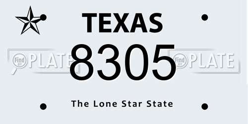 8305 Texas License Plate