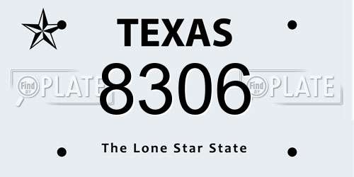 8306 Texas License Plate