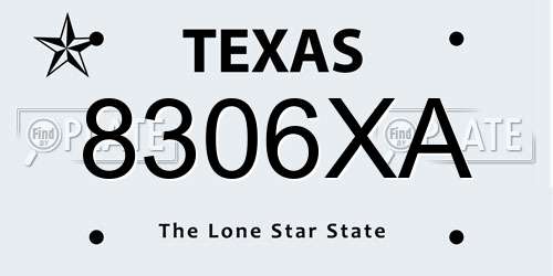 8306XA Texas License Plate