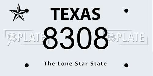 8308 Texas License Plate