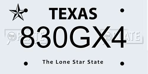 830GX4 Texas License Plate