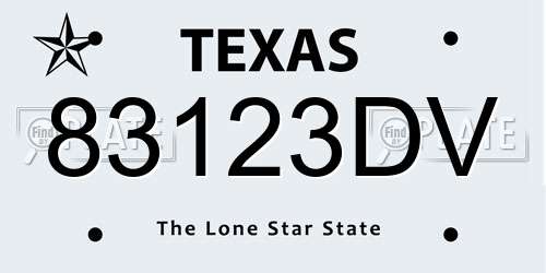 83123DV Texas License Plate