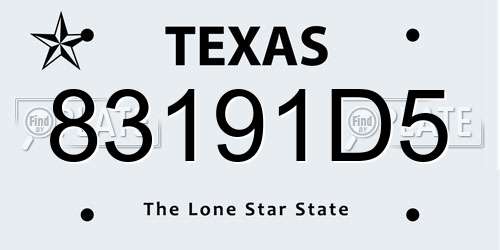 83191D5 Texas License Plate