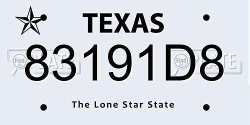 83191D8 Texas License Plate