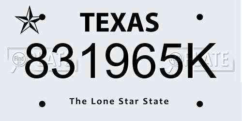 831965K Texas License Plate