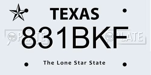 831BKF Texas License Plate