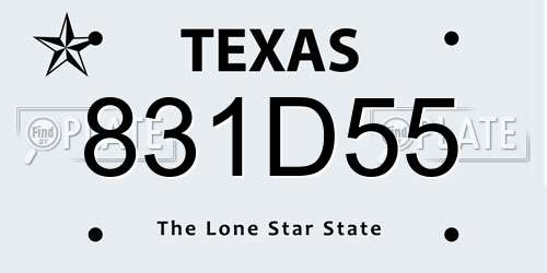 831D55 Texas License Plate