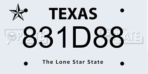 831D88 Texas License Plate