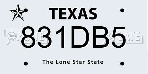831DB5 Texas License Plate