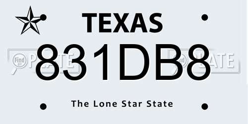 831DB8 Texas License Plate