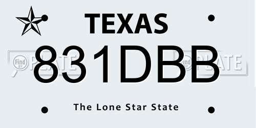 831DBB Texas License Plate