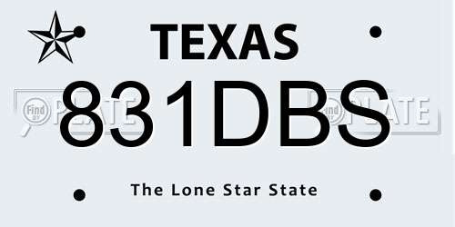 831DBS Texas License Plate