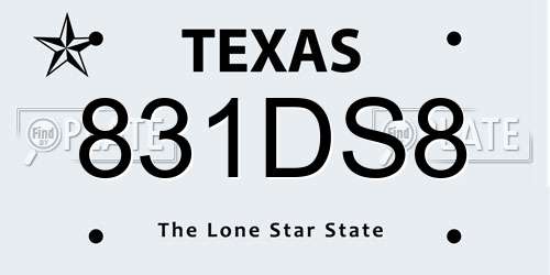 831DS8 Texas License Plate
