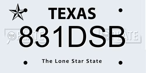 831DSB Texas License Plate