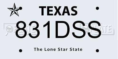 831DSS Texas License Plate