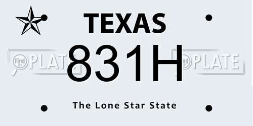 831H Texas License Plate
