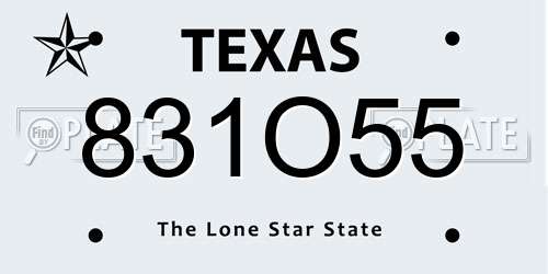 831O55 Texas License Plate