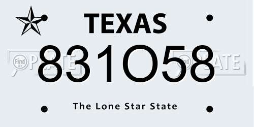 831O58 Texas License Plate