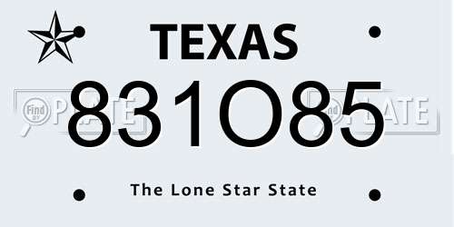 831O85 Texas License Plate