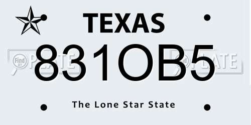 831OB5 Texas License Plate